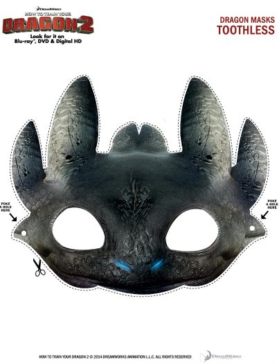 Free Printable Toothless Dragon Mask from How To Train Your Dragon #Toothless #HTTYD #HowToTrainYourDragon #ToothlessCraft #MaskCraft #PrintableMask