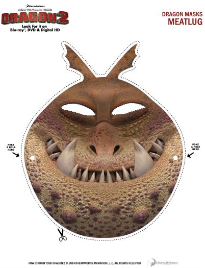 Free Printable How To Train Your Dragon Meatlug Mask - Halloween Costume - Birthday Party Activity
