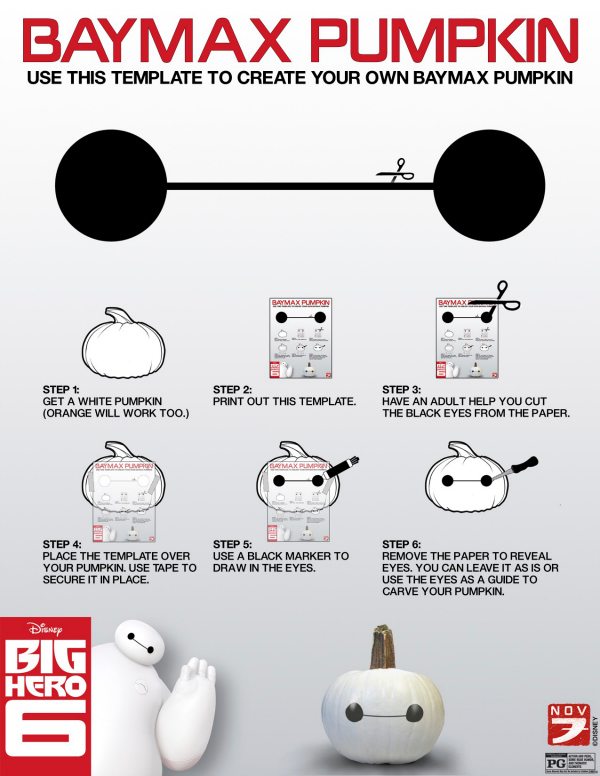 Disney Big Hero 6 Baymax Halloween Pumpkin Craft - Free Printable