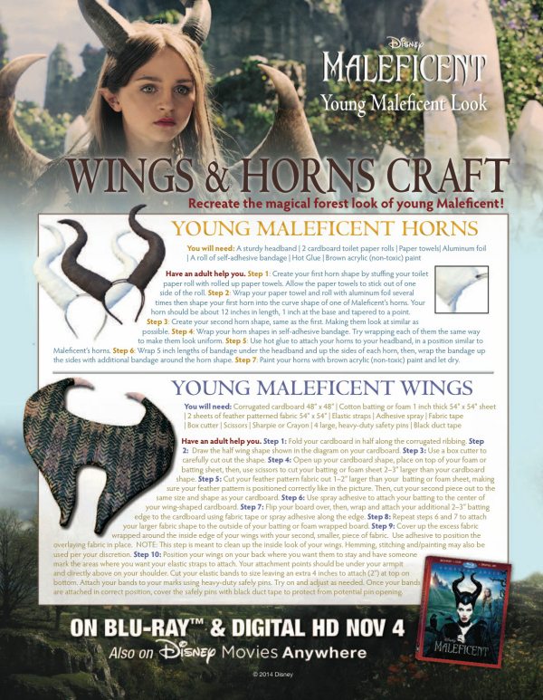 Free Printable Maleficent Horns & Wings Halloween Craft