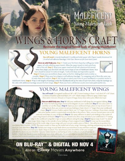 Disney Maleficent Horns & Wings Halloween Craft with free printable instructions