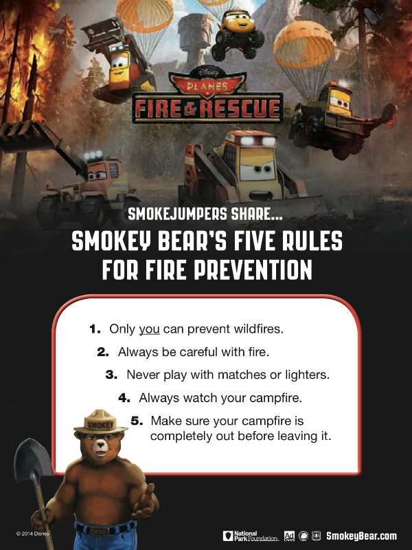 Smokey Bear's 5 Rules for Fire Prevention