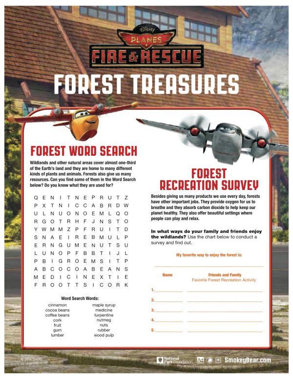 Disney Planes Fire and Rescue Printable Word Search