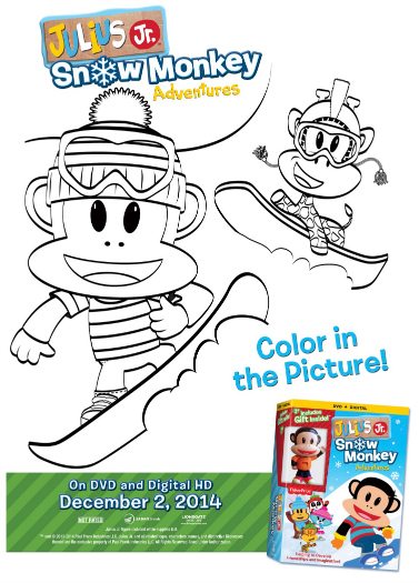 Julius Jr. Snow Monkey Holiday Coloring Page