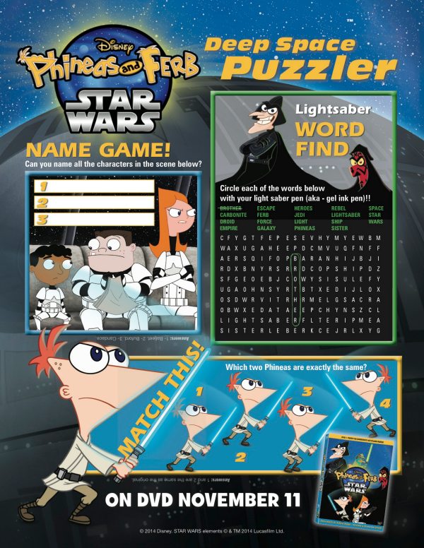 Free Phineas and Ferb Star Wars Deep Space Puzzler