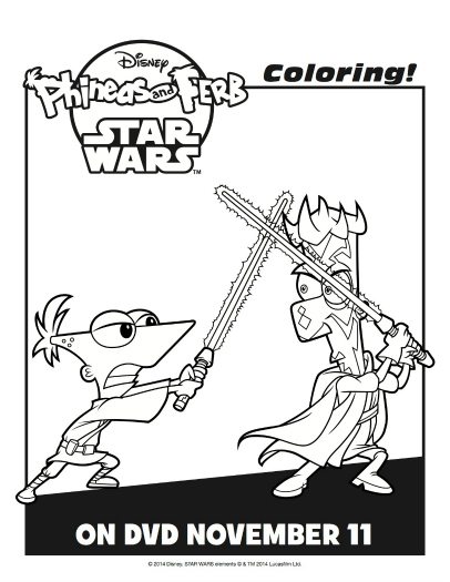 Free Disney Phineas and Ferb Star Wars Coloring Page