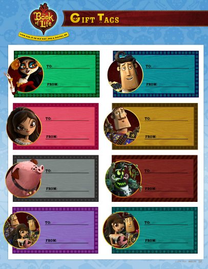 Free Printable Holiday Gift Tags from The Book of Life