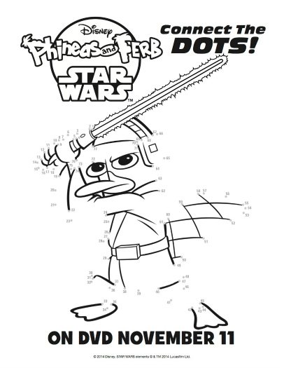 Free Printable Disney Phineas and Ferb Star Wars Connect the Dots