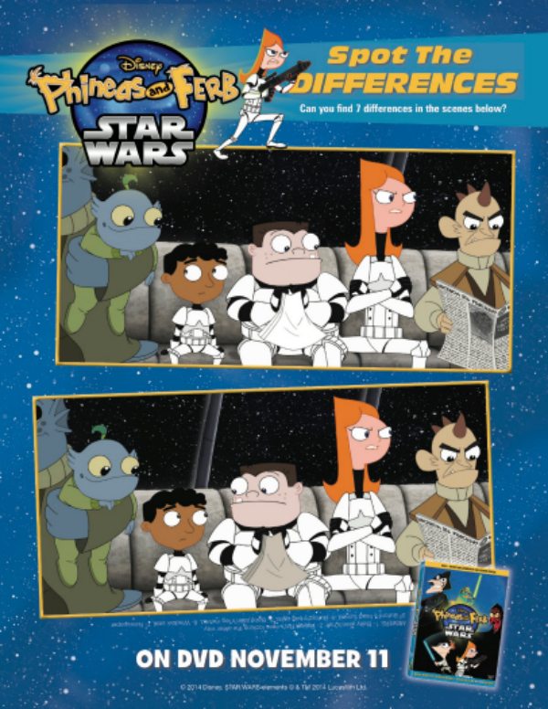 Disney Phineas and Ferb Star Wars Spot the Differences