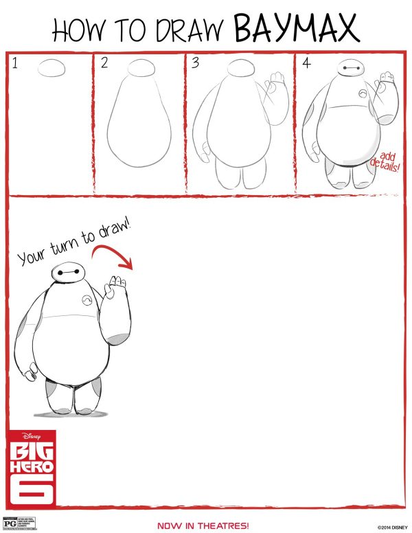 How to Draw Baymax from Disney's Big Hero 6 Mama Likes This