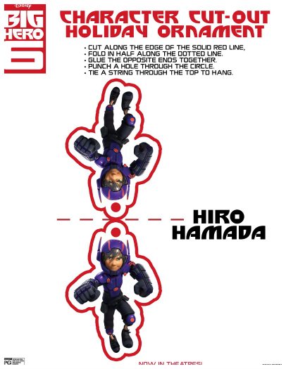 Free Printable Big Hero 6 Hiro Hamada Holiday Ornament Craft
