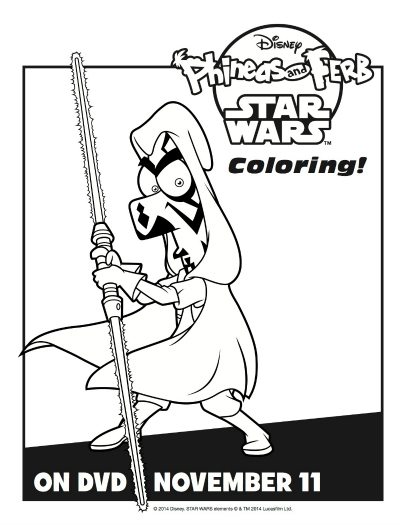 Free Phineas and Ferb Star Wars Printable Coloring Sheet