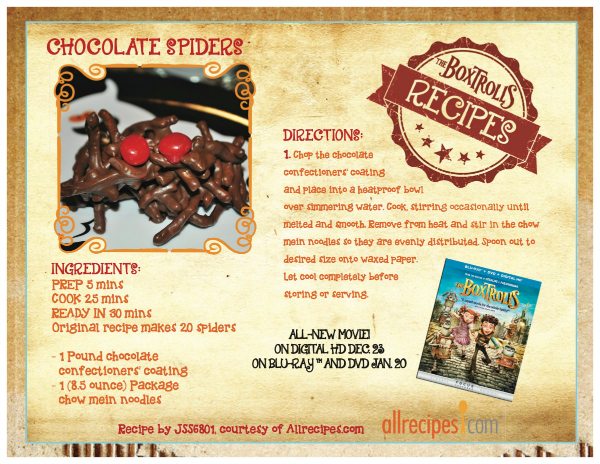 Chocolate Spiders Recipe from The Boxtrolls