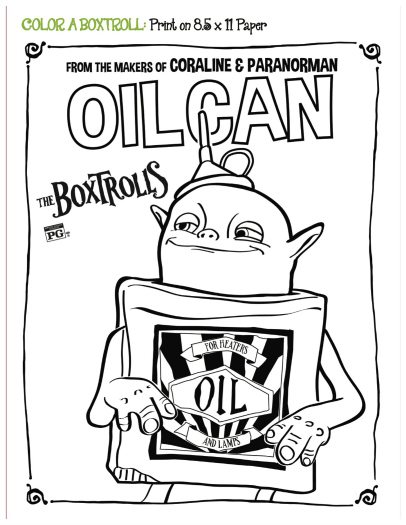 Free Printable Boxtrolls Oil Can Coloring Page
