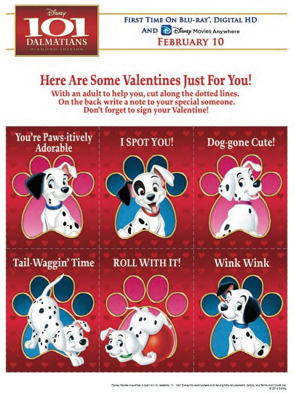 Free Disney 101 Dalmatians Printable Valentines