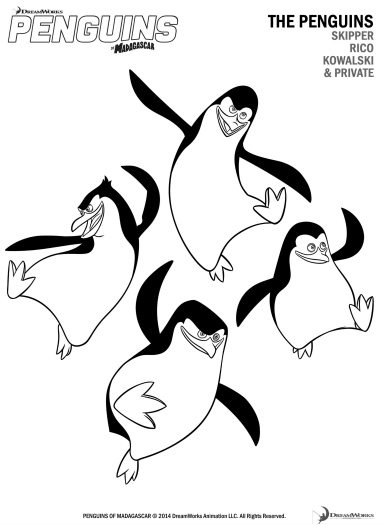 Penguins of Madagascar Printable Coloring Page