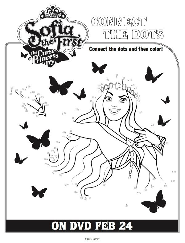 Disney Sofia the First Curse of Princess Ivy Connect the Dots Coloring Page