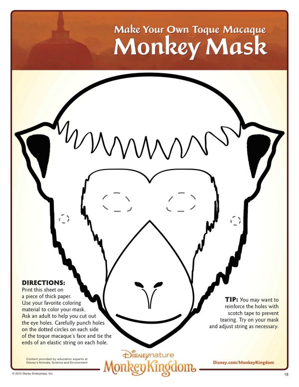 Disney Monkey Kingdom Mask Craft