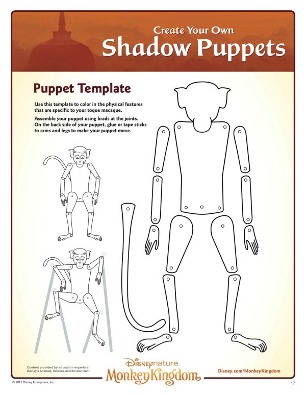 Free Printable Disney Monkey Kingdom Printable Shadow Puppet Craft