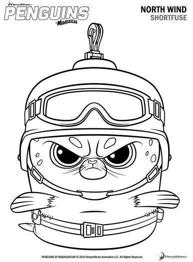 Free Printable Penguins of Madagascar Shortfuse Coloring Page