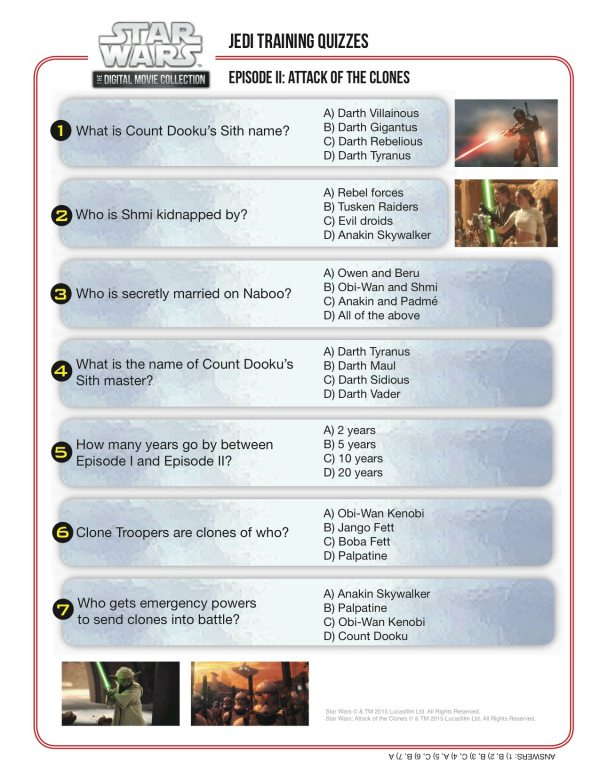 Jedi Training Quiz - Star Wars Episode II: Attack of The Clones