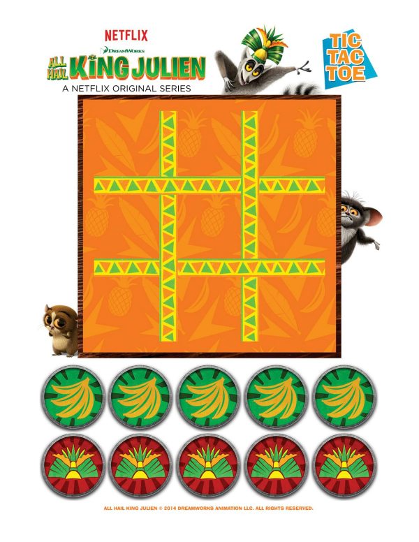 All Hail King Julien Printable Tic Tac Toe Game
