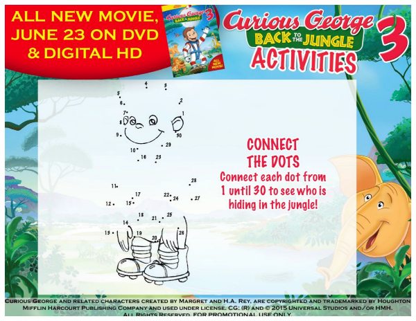 Free Printable Curious George Connect the Dots