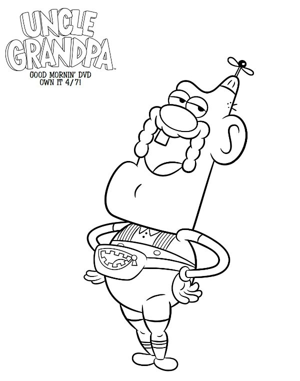 Free printable Uncle Grandpa and Belly Bag Coloring Page #unclegrandpa #bellybag #cartoonnetwork #freeprintable #coloringpage