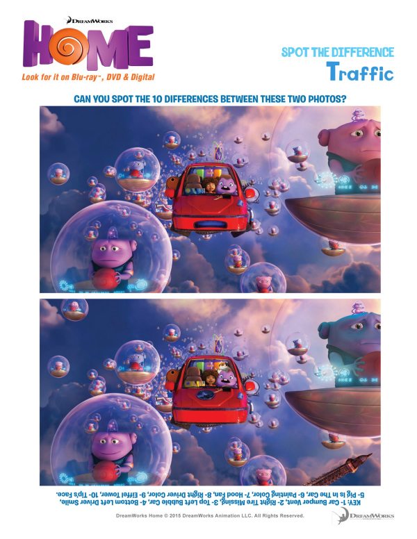DreamWorks Home Spot the Difference Activity Page