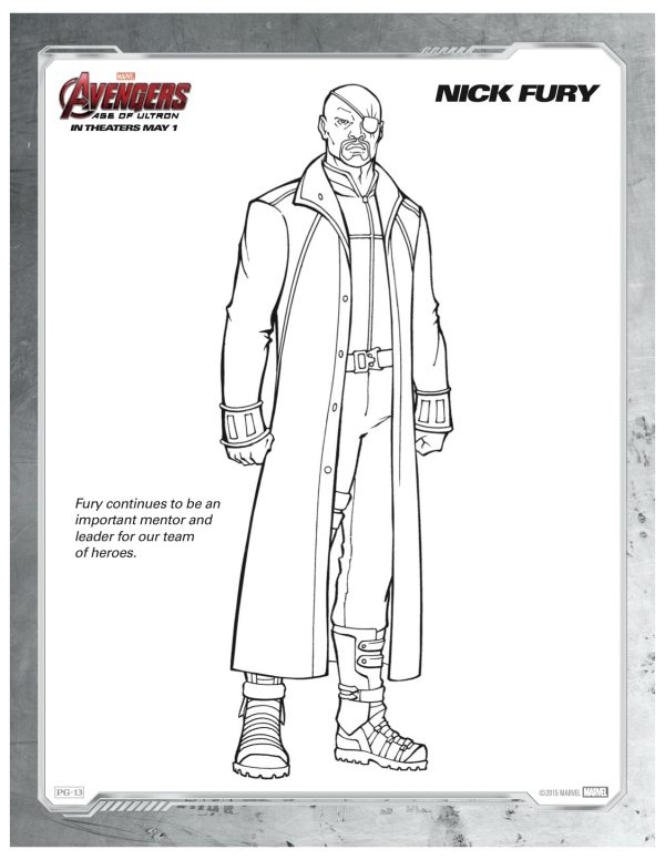 Marvel Avengers Age of Ultron Nick Fury Coloring Page