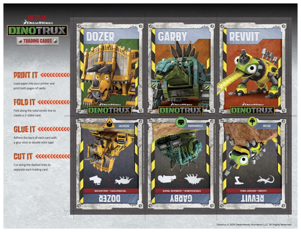 Free Dinotrux Printable Trading Cards