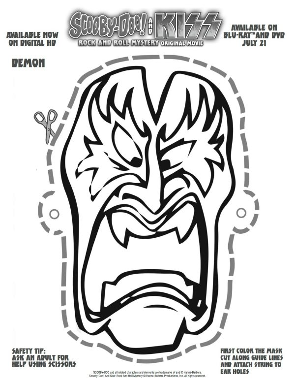 Free Printable Scooby Doo KISS Demon Mask