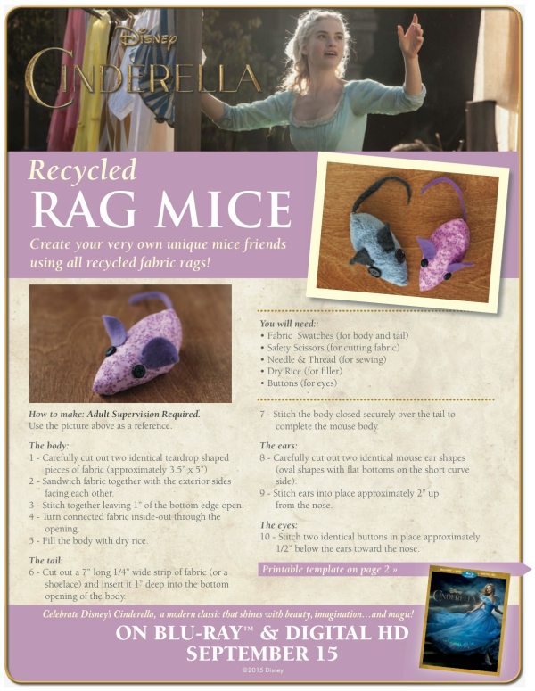 Free Printable Disney Cinderella Mice Craft Made with Recycled Rags
