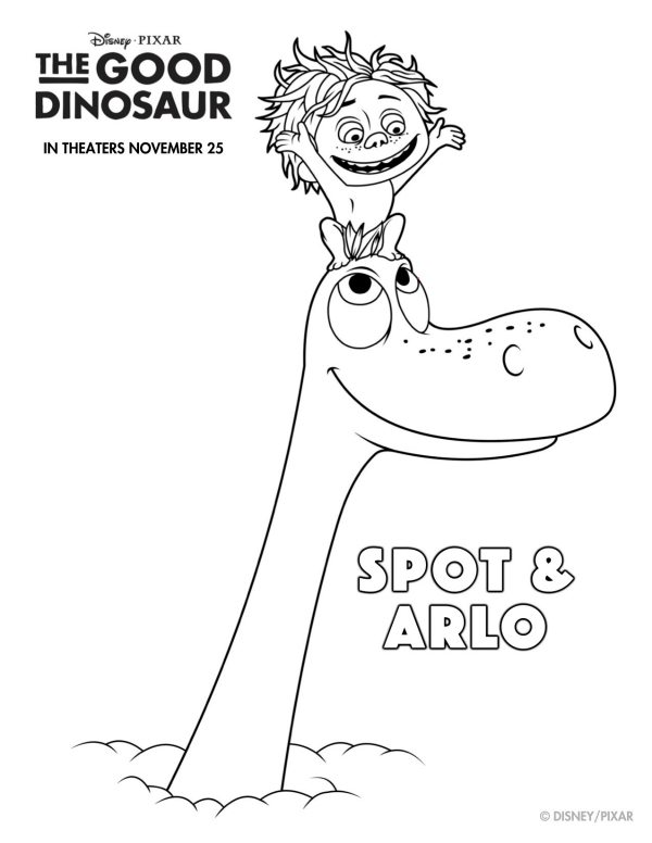 Disney The Good Dinosaur Free Printable Spot & Arlo Coloring Page