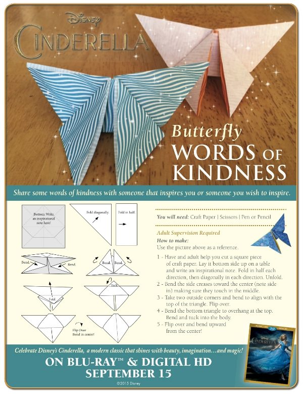 Free Printable Disney Cinderella Origami Butterfly Craft