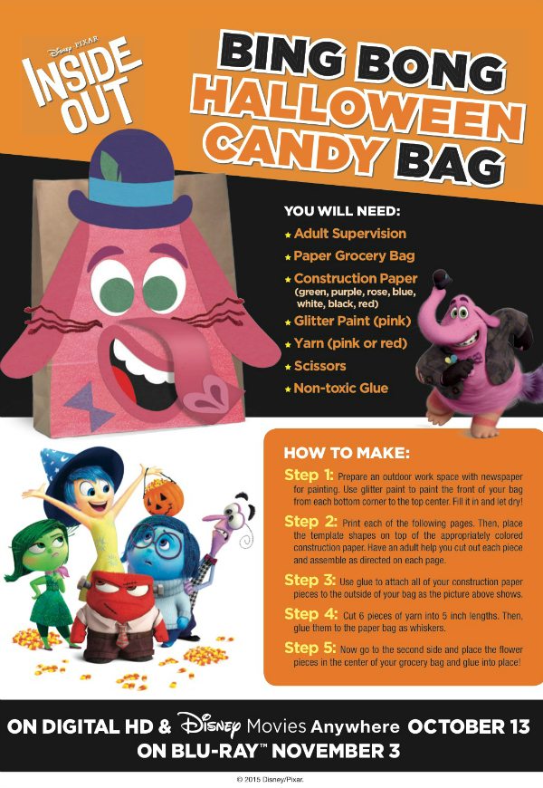 Disney Inside Out Bing Bong Halloween Treat Bag Craft
