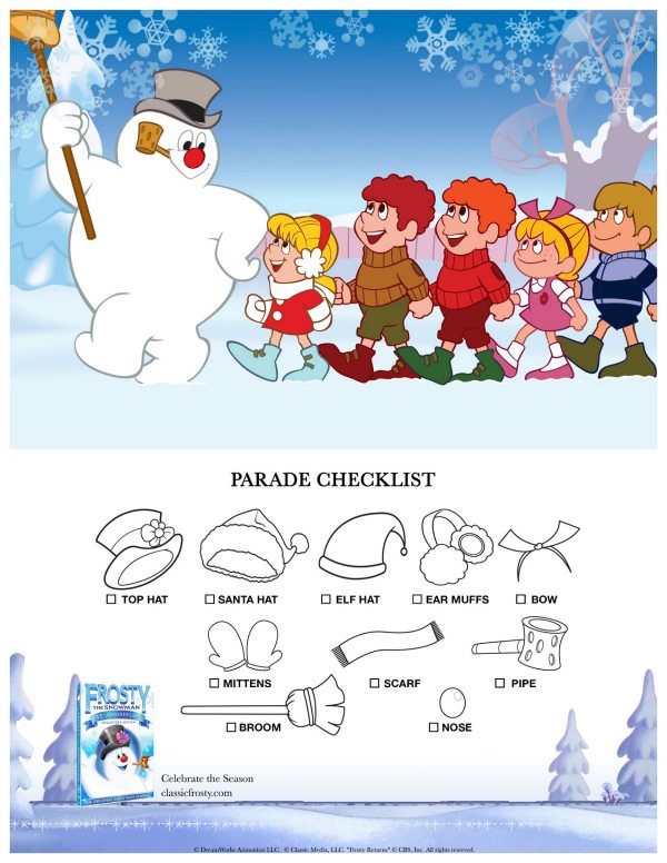 Frosty The Snowman Printable Christmas Parade Checklist