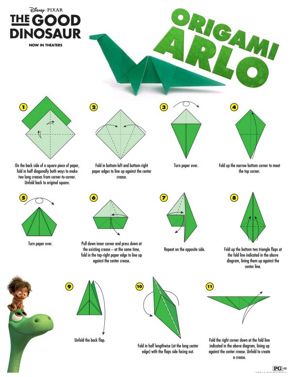 Disney The Good Dinosaur Arlo Origami Craft Instructions - Mama ...