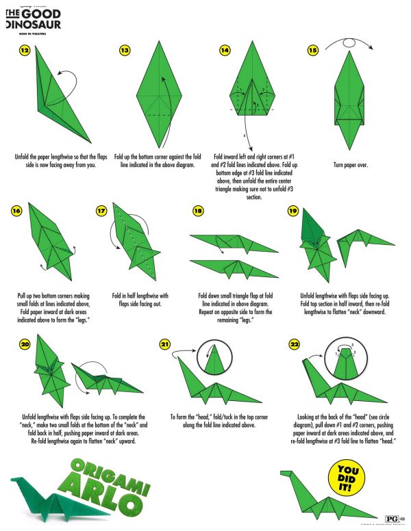 Disney The Good Dinosaur Arlo Origami  Craft  Instructions  