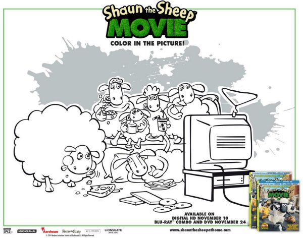 Shaun the Sheep Free Printable Coloring Sheet