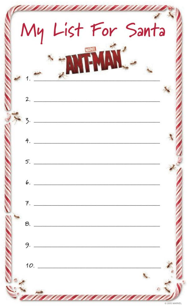 Free Printable Marvel Ant-Man Santa List