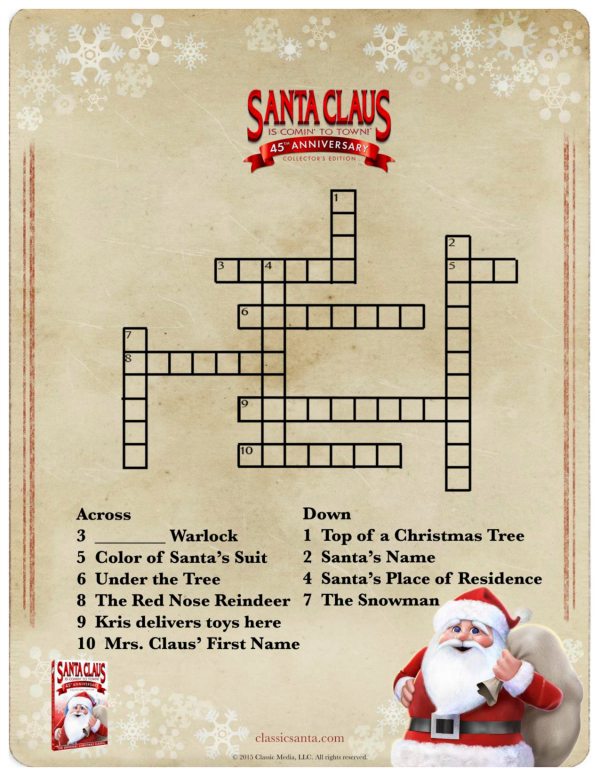 Free Printable Santa Claus Crossword Puzzle