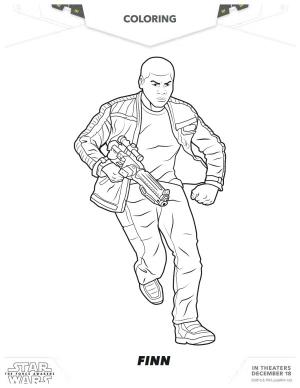 Star Wars: The Force Awakens Printable Finn Coloring Page