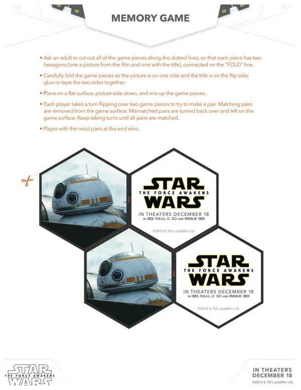 Star Wars: The Force Awakens Free Printable Memory Game