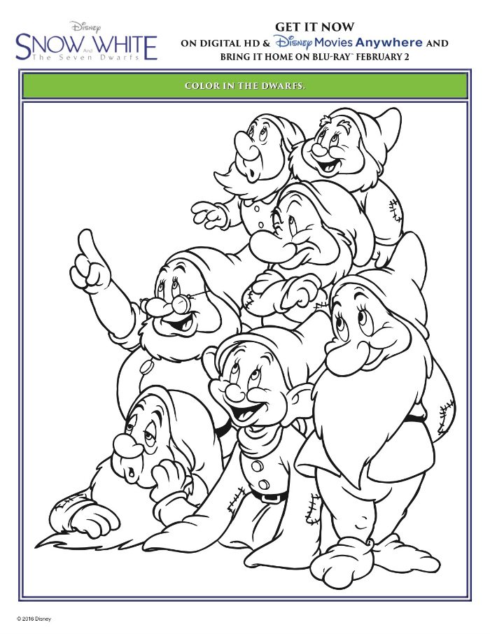 Snow White and The Seven Dwarfs Coloring Page | Mama Likes This