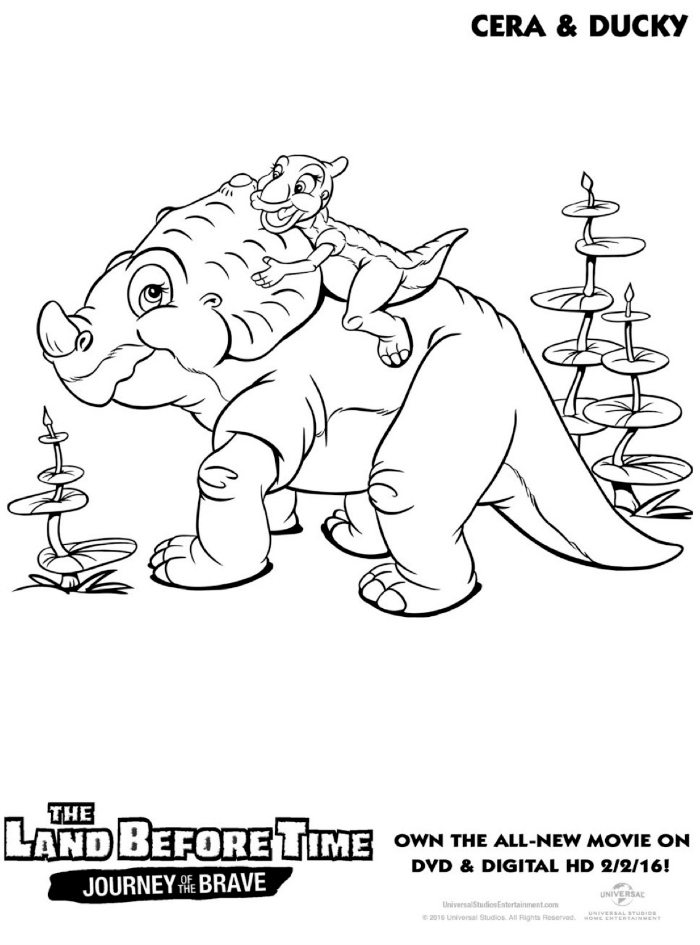 Land Before Time Cera and Ducky Coloring Page