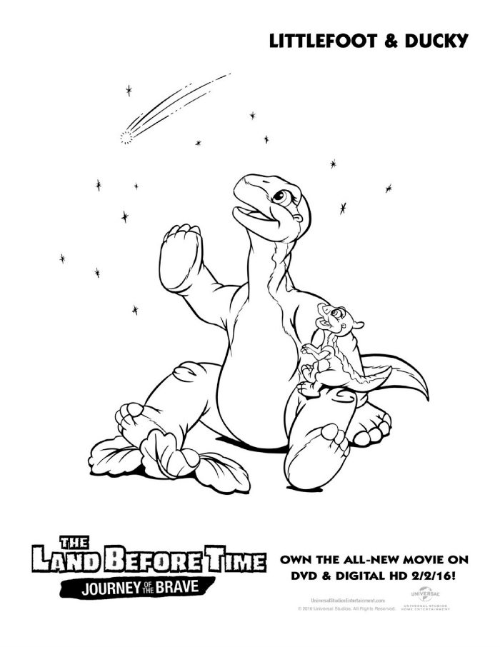 Land Before Time Littlefoot & Ducky Coloring Page