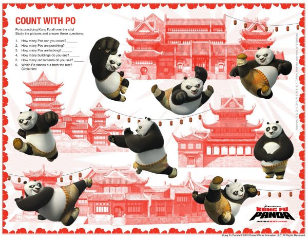 Kung Fu Panda Count with Po Activity Page