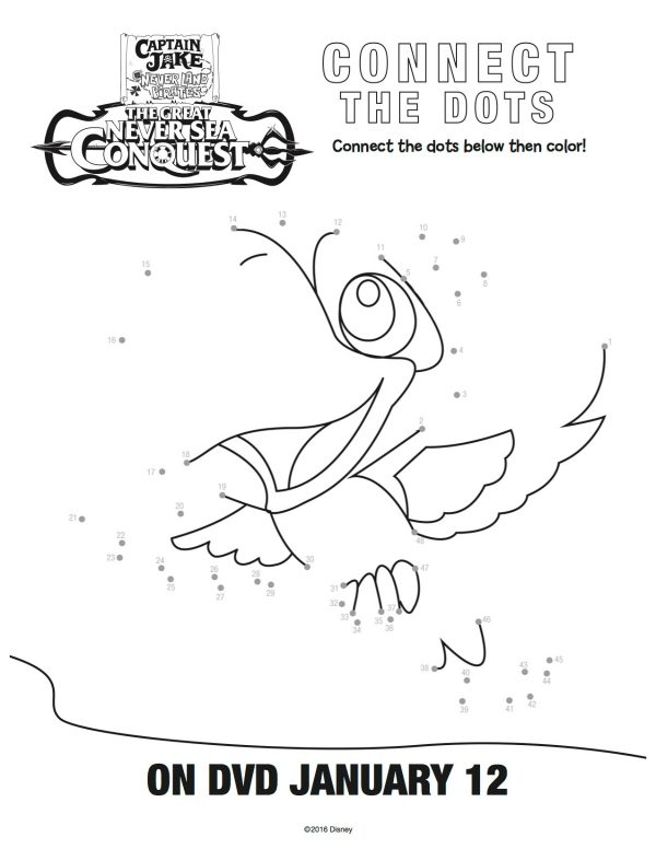 Disney Captain Jake and The Neverland Pirates Skully Connect the Dots Coloring Page