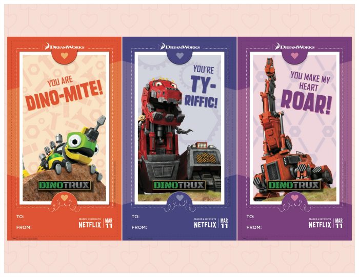 Free Printable Dinotrux Valentines Day Cards